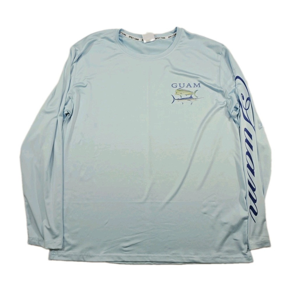 Spicy Tuna Guam Graphic Long Sleeve Performance Shirt Mens size L Fish Graphic